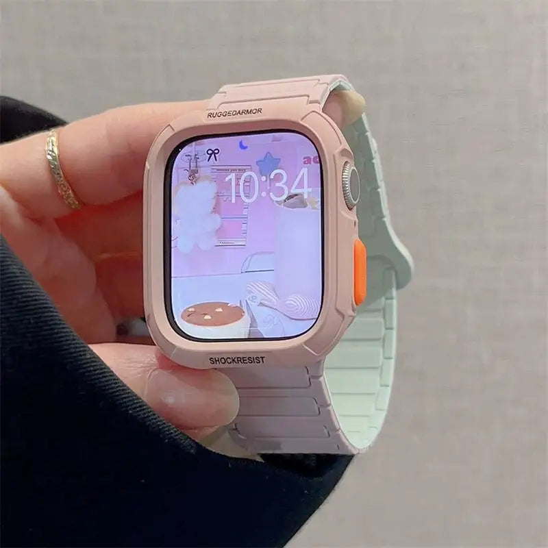 Bracelet magnétique en silicone + étui pour Apple Watch 49mm 46mm 45mm 44mm 41 40 42 Correa Band pour Watch Series 10 9 8 7 SE 6 5 4