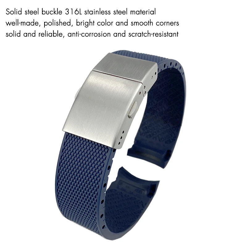 Bracelet de montre en caoutchouc et Silicone, 19mm 20mm 21mm, pour Longines Conquest HydroConquest L3.642 641 782 VHP, noir et bleu