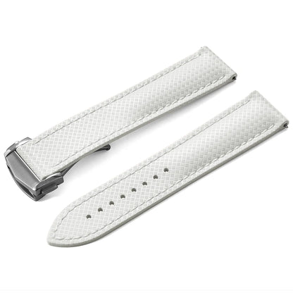 Cinturino per orologio in gomma FKM testurizzata per d-elug, fibbia deployante Premium a sgancio rapido, impermeabile, flessibile, 20mm 22mm
