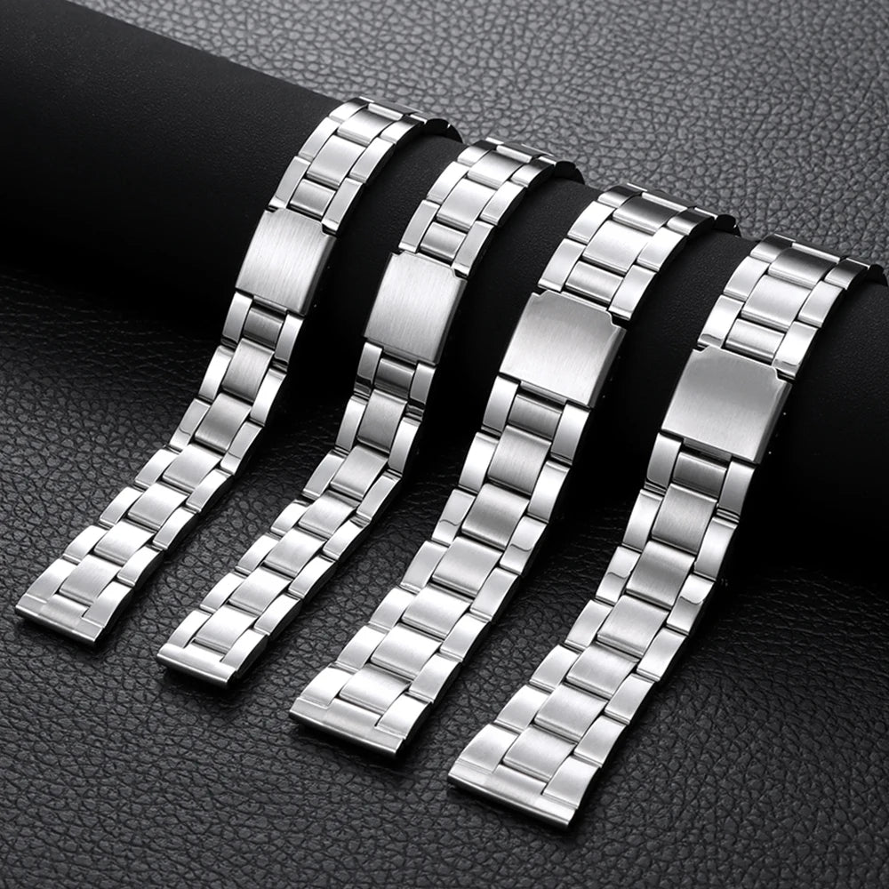 Bracciale universale in metallo, 14mm, 16mm, 18mm, 20mm, 22mm, cinturino per orologio in acciaio per Seiko, Omega, fibbia deployante, accessori da uomo