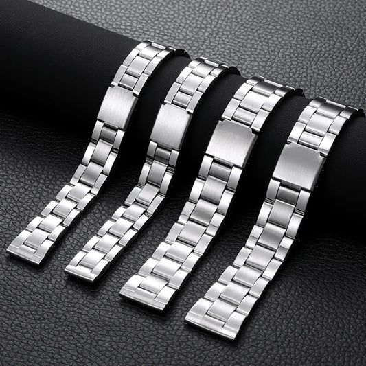 Bracelet universel en métal, 14mm, 16mm, 18mm, 20mm, 22mm, bracelet de montre en acier pour Seiko, Omega, boucle pliante, accessoires pour hommes