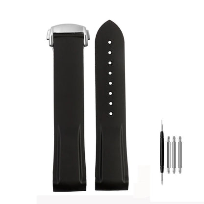 Cinturino per orologio da uomo in gomma e silicone, fibbia pieghevole, estremità curva, per Omega Seam84300 Speedmaster, 20 mm 21 mm 22 mm