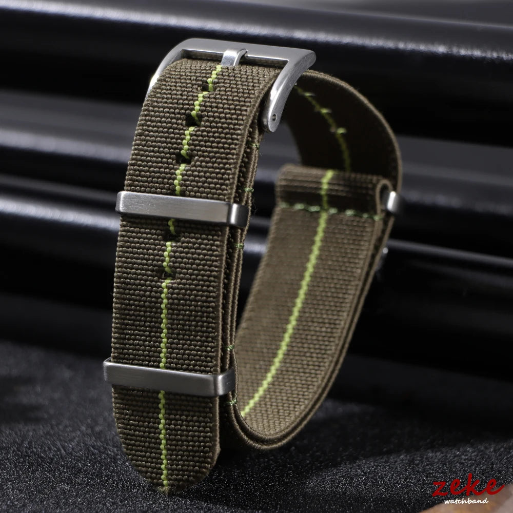 Washable Elastic Nylon Watch Strap for IWC Tissot 60s French Troops Parachute Bag, 18mm 20mm 22mm, Outdoor Sports Bracelet