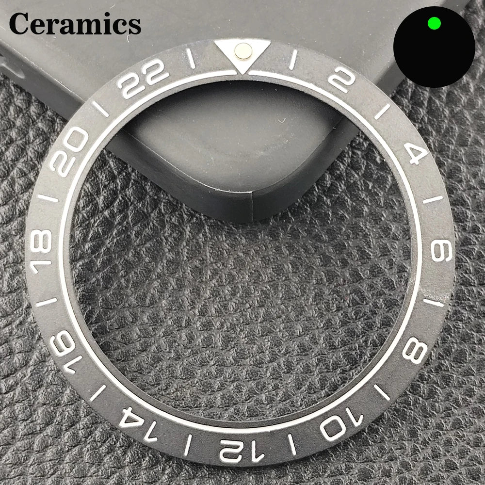 Insert de lunette incliné en céramique/aluminium 41.5mm x 32.7mm, adapté au remplacement de lunette de montre pour hommes, accessoires de montre
