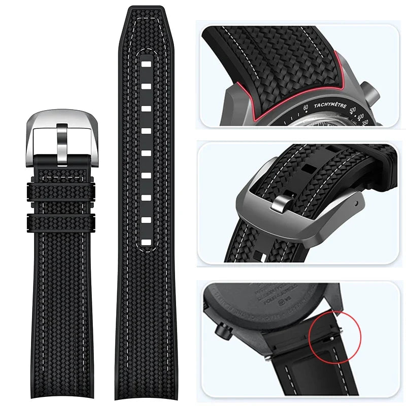 Per Swatch X Omega Joint MoonSwatch 20mm Cinturino a Sgancio Rapido Uomo Donna Estremità Curva Trama Silicone Gomma Cinturino Orologio Bracciale Strumento