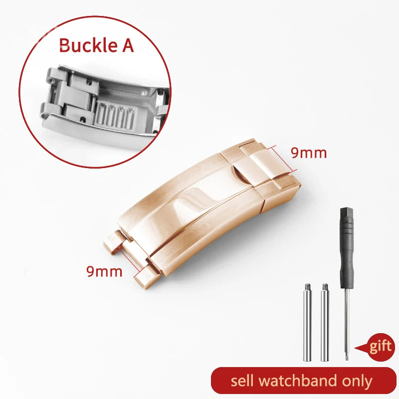 Original folding clasp in 904L stainless steel, for Rolex watch, frosted brushed silver, new Version Submariner 9x9 9x16mm