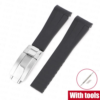    Bracelet en caoutchouc de 20mm pour Rolex GMT Daytona Submariner, étanche, extrémité incurvée en TPU, bracelet de montre de remplacement pour Omega X Swatch MoonSwatch