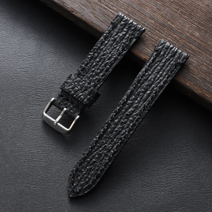 Bracelet en cuir véritable fait à la main pour hommes, pour Seiko, motif peau de serpent et de requin gaufré, bracelet de montre vintage en cuir de vache noir, 18mm, 20mm, 22mm