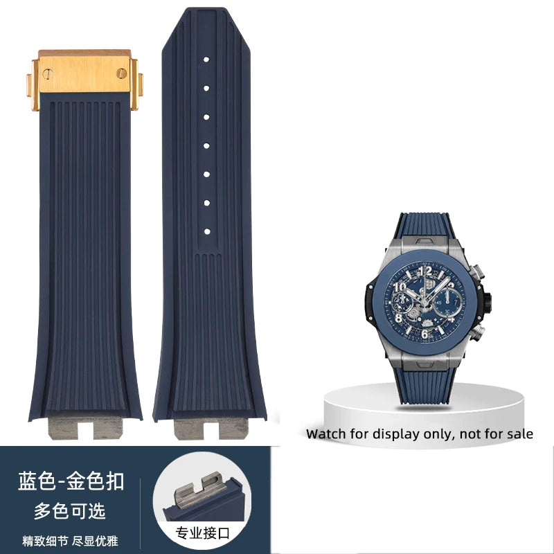 Cinturino per orologio Hublot Big Bang da uomo, cinturino in gomma fluorurata, giunto in acciaio inossidabile, a sgancio rapido, 411, 411, 421