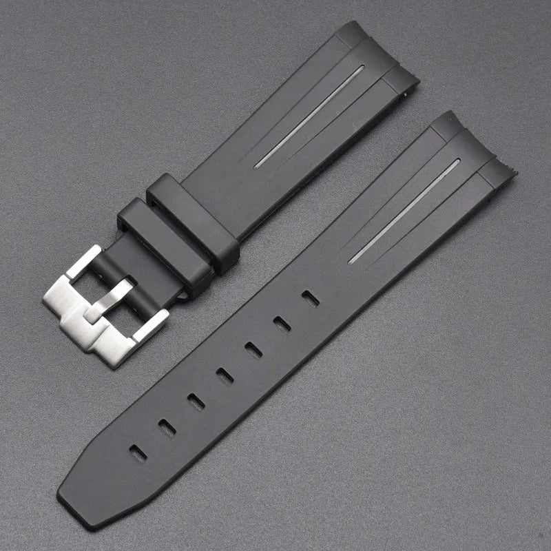 Curved End Rubber Strap for MoonSwatch, 20mm, for Men and Women, Waterproof Sport Watch Band