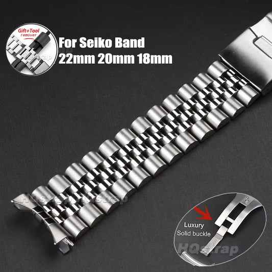 Pour Bracelet de montre Seiko 22mm 20mm 18mm Bracelet pour Bracelet de remplacement jubilé extrémité incurvée accessoires de Bracelet de montre en acier inoxydable