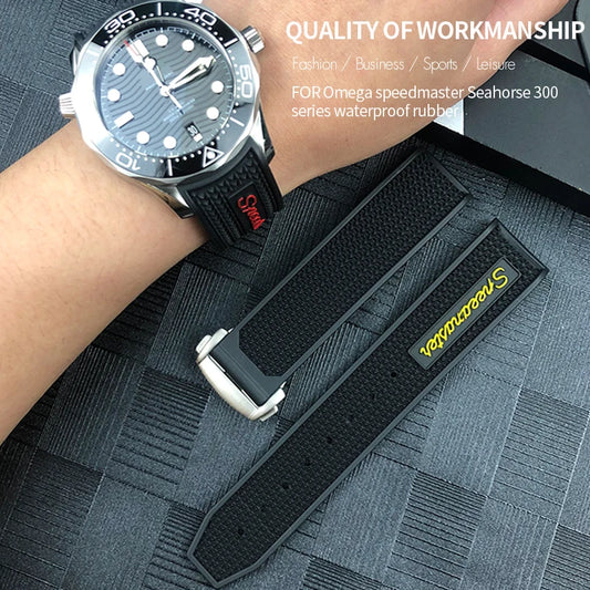 Cinturino per orologio da uomo in gomma naturale, cinturino per orologio Omega Speedmaster Seam84300, morbido silicone, Moonwatch S, 20mm, 19mm, 21mm, 22mm, 18mm