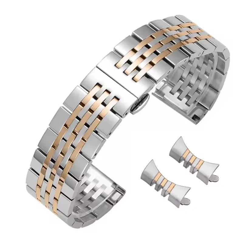Cinturino in acciaio inossidabile argento 20mm 21mm 22mm 18mm 19mm per Tissot T006 MIDO classico Oris Seiko presage cinturino per orologio con estremità curva