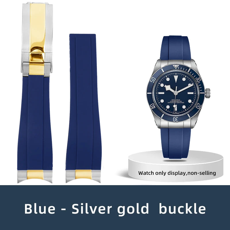 Lien d'extrémité incurvée 20/21/22mm adapté au bracelet TUDOR M79360 M79363, accessoires de bracelet de montre en caoutchouc avec connexion en acier inoxydable