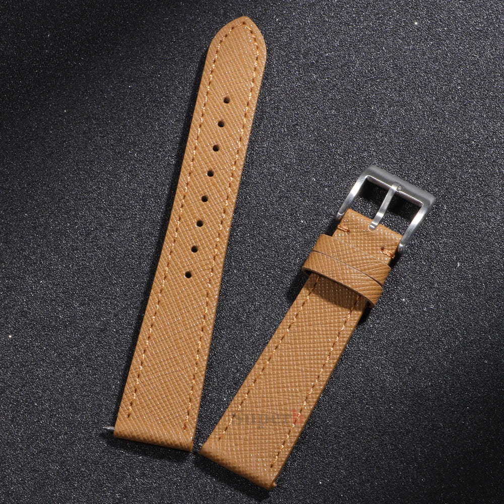 18mm 20mm 22mm bracelet de montre en cuir cousu Vintage qualité supérieure bracelets de montre en cuir Saffiano à dégagement rapide pour hommes femmes