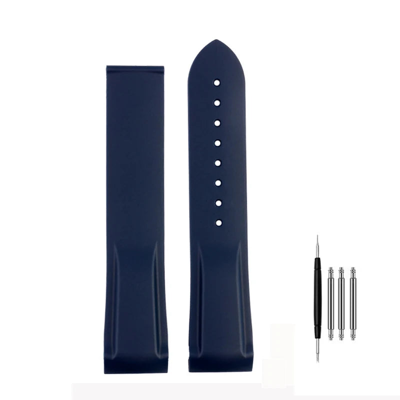 Cinturino per orologio da uomo in gomma e silicone, fibbia pieghevole, estremità curva, per Omega Seam84300 Speedmaster, 20 mm 21 mm 22 mm