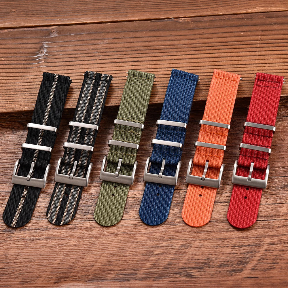 Bracelet de montre en nylon à dégagement rapide-bande durable à texture nervurée en deux pièces 18 mm 20 mm 22 mm pour montres militaires tactiques