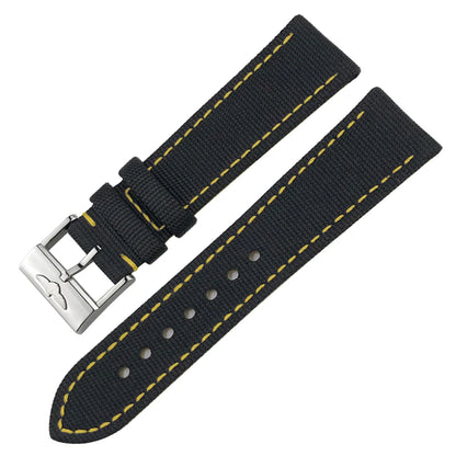 Bracelet de montre en cuir et nylon épais de qualité, 21mm 22mm, pour Breitling Avenger CHRONOMAT NAVITIMER SUPEROCEAN, bracelet de montre à fond jaune