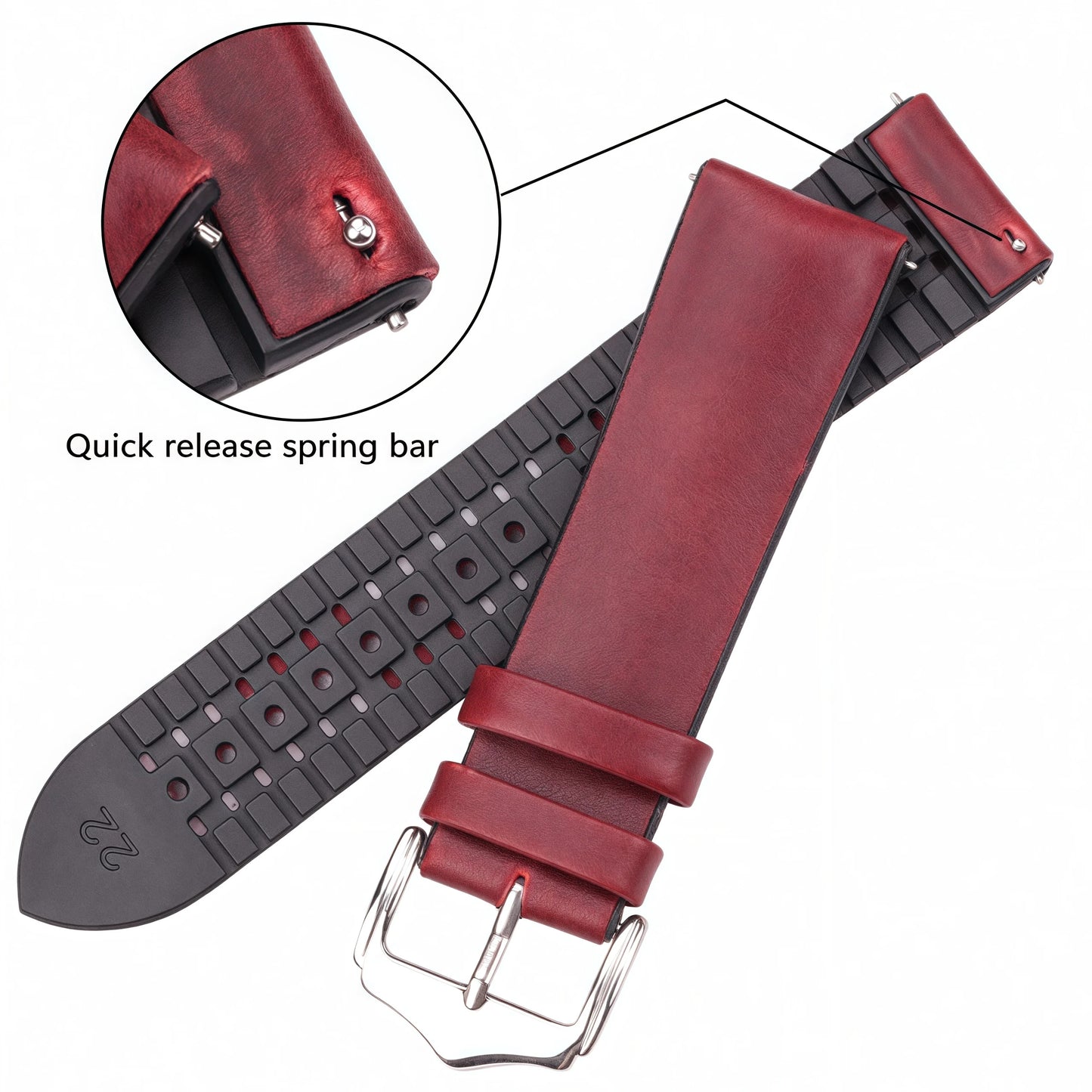 Bracelet de montre en cuir véritable pour hommes et femmes, en caoutchouc et Silicone, étanche et respirant, boucle, accessoires d'horloge 18 20 22mm