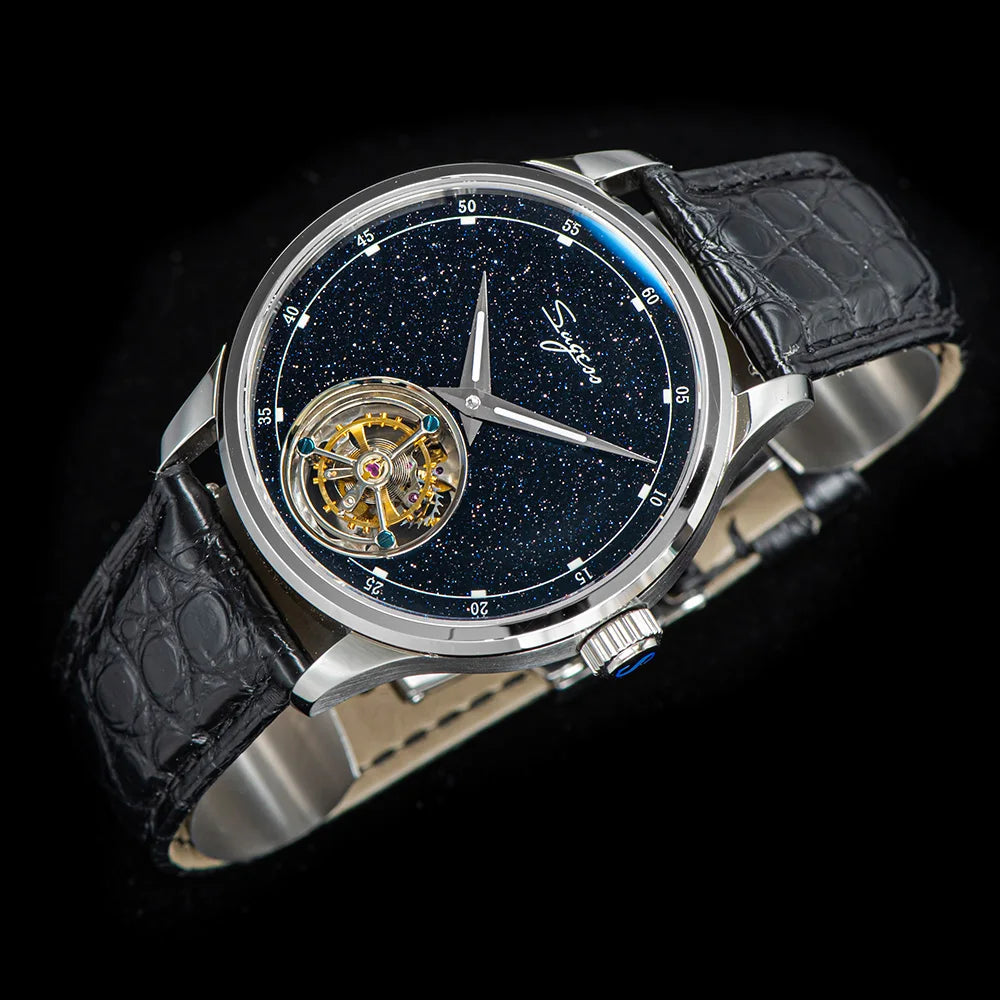Orologio automatico da uomo Sugess Tourbillon - Cinturino in coccodrillo