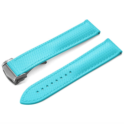 Cinturino per orologio in gomma FKM testurizzata per d-elug, fibbia deployante Premium a sgancio rapido, impermeabile, flessibile, 20mm 22mm