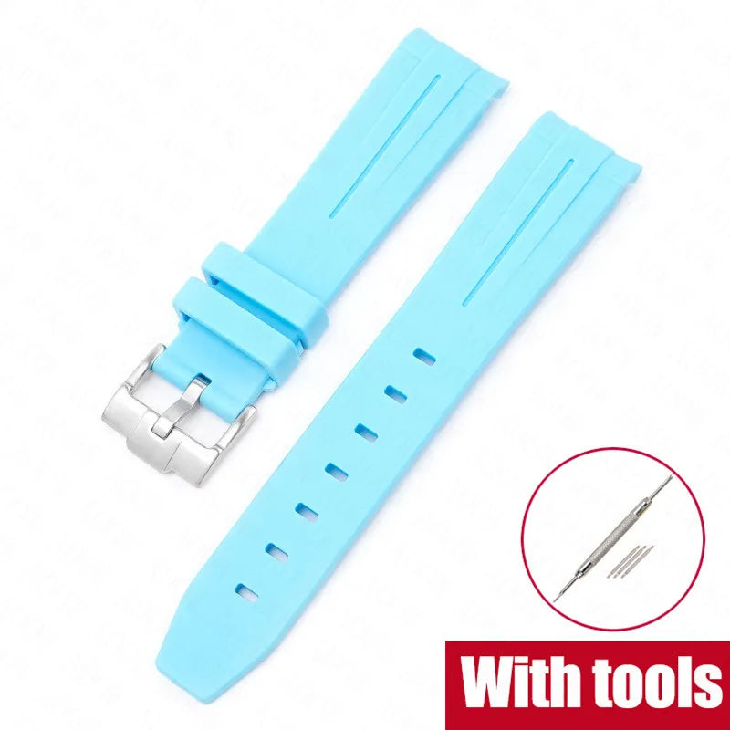 Curved End Rubber Strap for MoonSwatch, 20mm, for Men and Women, Waterproof Sport Watch Band