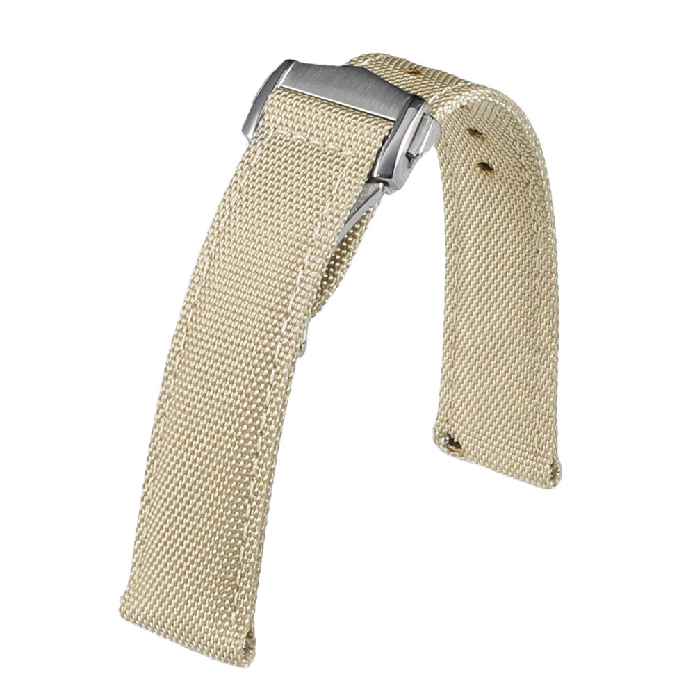 Cinturino per orologio in tessuto a vela deployante 20mm 22mm Cinturino per orologio in Nylon impermeabile a doppia faccia a sgancio rapido con fibbia pieghevole per Omega