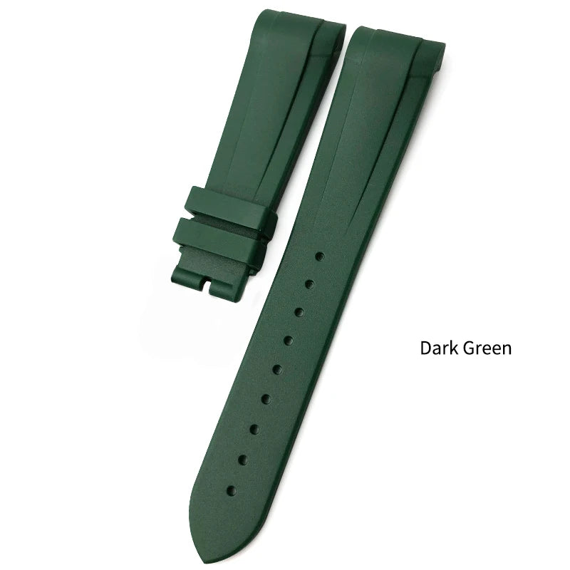 Bracelet de montre en caoutchouc naturel Silione, 22mm 20mm, pour Tudor Black Bay GMT 1958, extrémité incurvée, boucle pliante, vert, bleu, rouge