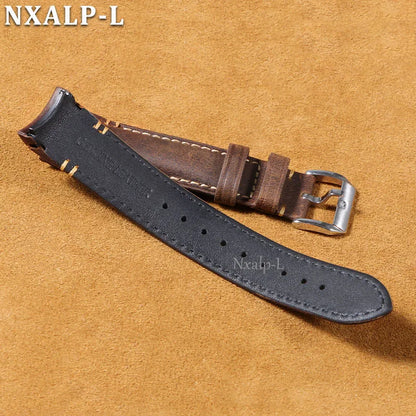 Bracelet de montre en cuir de vachette huilé à extrémités courbes, 20 mm 22 mm, sangles de haute qualité faites à la main pour Omega pour Rolex