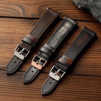 Bracciale fatto a mano in pelle bovina di prima qualità, 18 19 20 22MM, cinturino morbido in pelle spazzolata, cinturino per orologio a sgancio rapido S/M in stile retrò