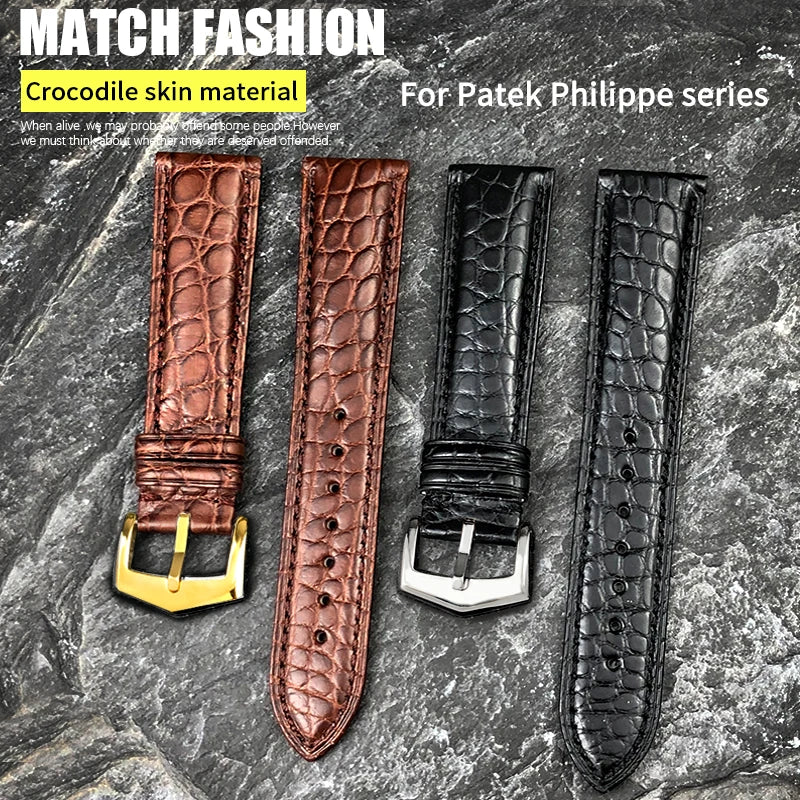 Luxurious Crocodile Leather Watch Strap, 20mm 19mm 21mm 22mm, for Patek Philippe 5227 5146 5147, American Alligator Watch Band