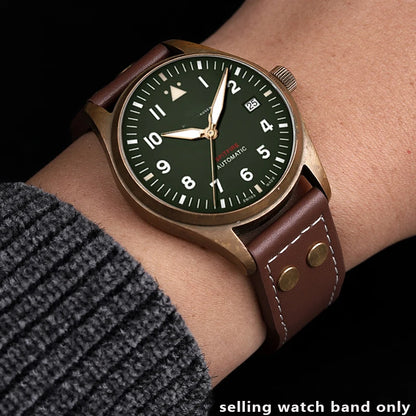Cow Leather With Bronze Rivets Watchbands 22mm 20mm 21mm Fit For IWC  Big Pilot’s Watch IW501005 IW387902 Spitfire Strap Bracelet