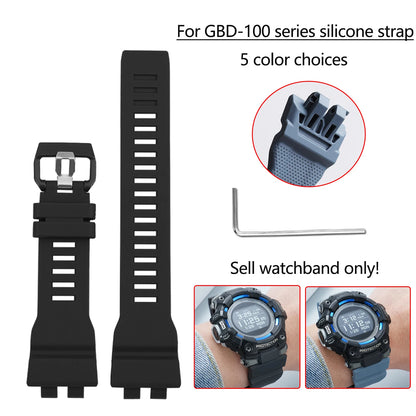 Cinturino di ricambio in silicone morbido impermeabile per orologio Casio GBD-100 Series, cinturino sportivo da esterno da uomo, accessori