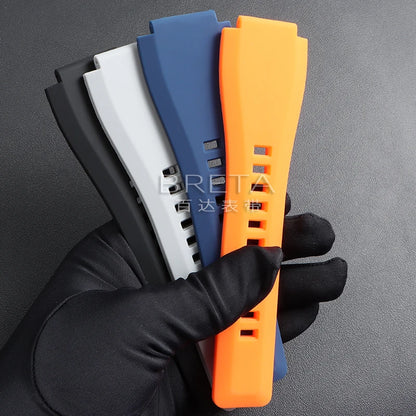 22mm 24mm Silicone Watch Strap for Bell Ross BR01 BR03 Convex Rubber Watch Band Replacement Straps Diving Bracelet for Outdoor Sports