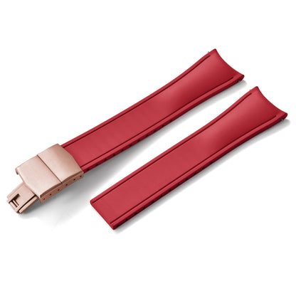 TONJETT for d-elug Curved FKM Rubber Watch Band 20mm 22mm Curved CTS Watch Strap Cut to Size Quick Release Butterfly Buckle