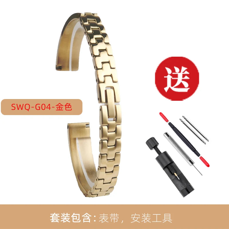 6mm 8mm 10mm 12mm 14mm 16mm Ladies Stainless Steel Buckle Mesh Watch Band Ultra-Thin Steel Bracelet Small Size Chain Width