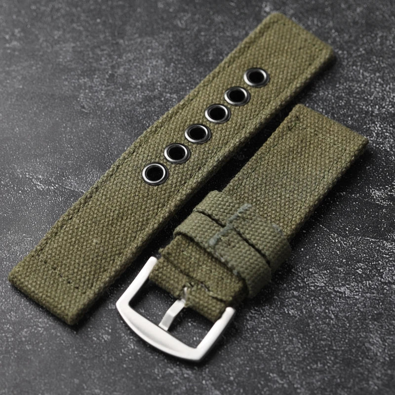Cinturino per orologio in tela spessa, fatto a mano, robusto, 20 22 24MM, catena per orologio morbida e impermeabile, blu nero verde, cinturino indossabile per uomo