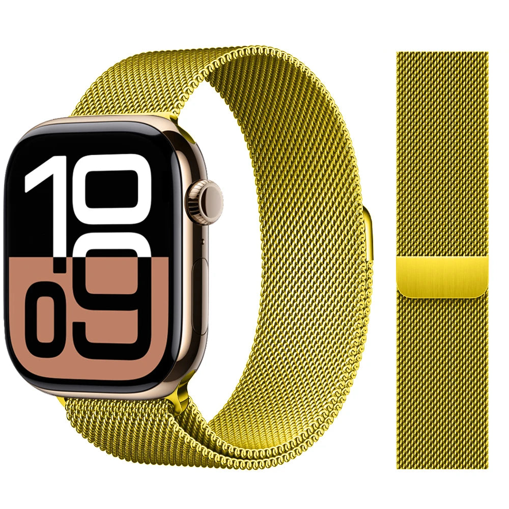 Apple Watch 米兰尼斯表带，46mm 44mm 45mm 40mm 42mm 41mm，适配 iWatch 系列 11 10 9 8 SE 7 6 Ultra 3 2