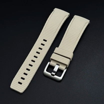 Cinturino in gomma FKM curvo a sgancio rapido per Omega Seamaster, Rolex, Seiko, Longines, Tissot, 20 mm, 21/22 mm