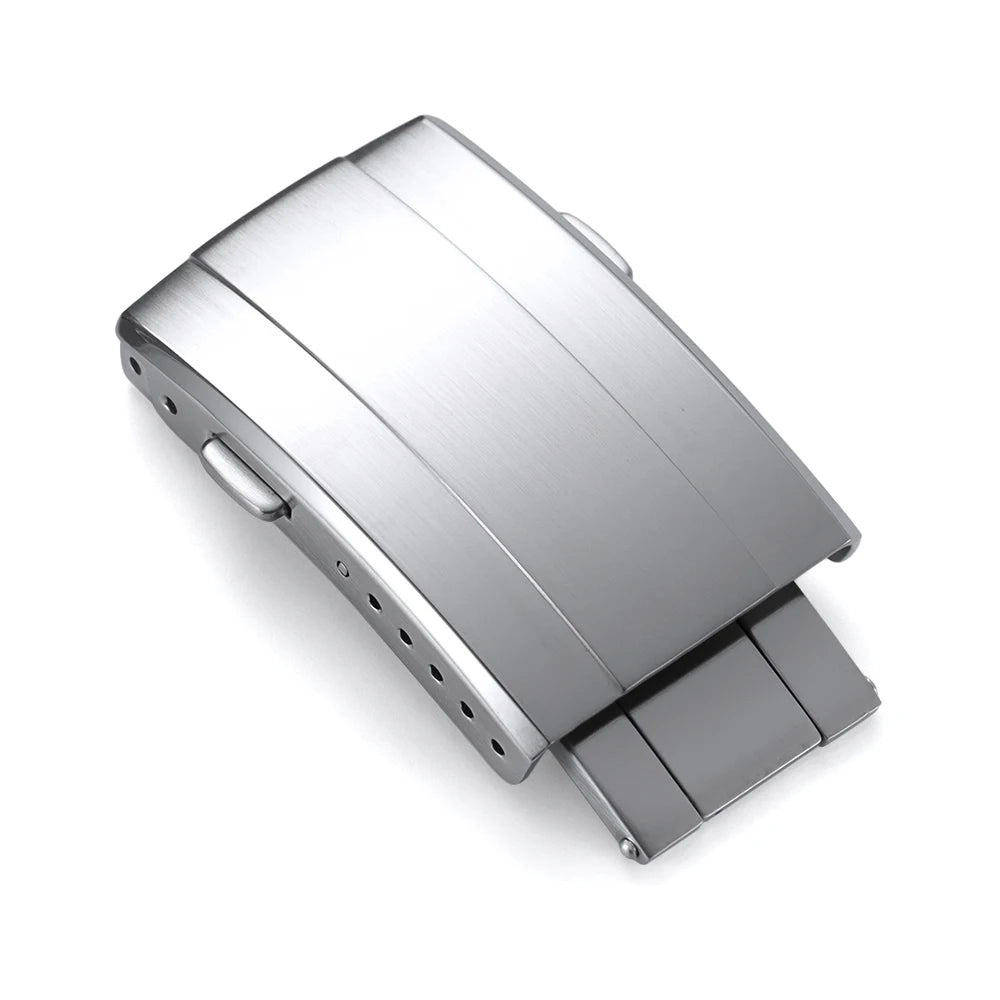 New Premium Quality Universal Double Snap Folding Clasp, 18mm 20mm, Stainless Steel Watch Band Buckle