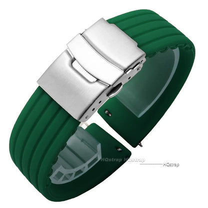 Cinturino per orologio in gomma di silicone, chiusura deployante 18mm 20mm 22mm 24mm per orologio Omega, cinturino di ricambio per cinturini sportivi Seiko