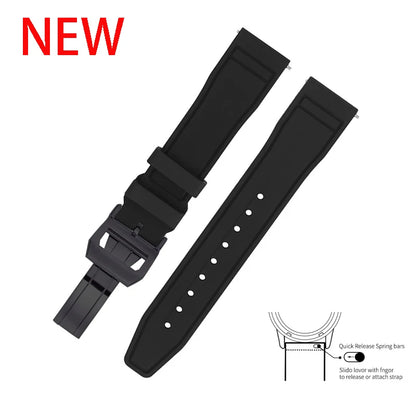 20mm 21mm 22mm Premium FKM Fluoro Rubber Watch Straps FPM Butterfly Buckle Quick Release Watch Bands for I-WC Watch Bands