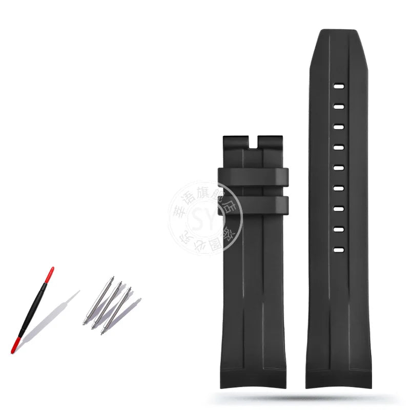Rubber watch strap with curved interface, for Tissot 1853 Sports Starfish Seastar T series, 1853 120407 A T 120417 A 21mm 22mm strap