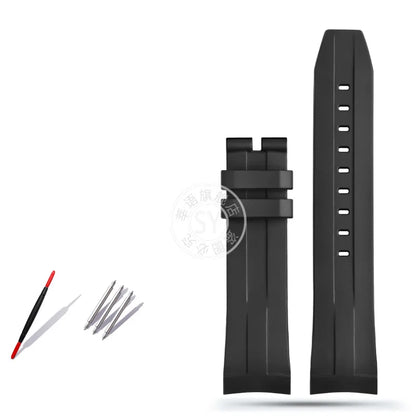 Rubber watch strap with curved interface, for Tissot 1853 Sports Starfish Seastar T series, 1853 120407 A T 120417 A 21mm 22mm strap