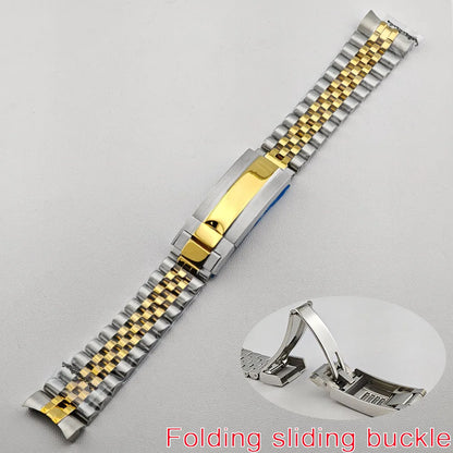 20mm Steel Bracelet - Silver/Black Men's Watch Accessory Replacement Strap, Suitable for GMT Case, with Sliding Folding Clasp