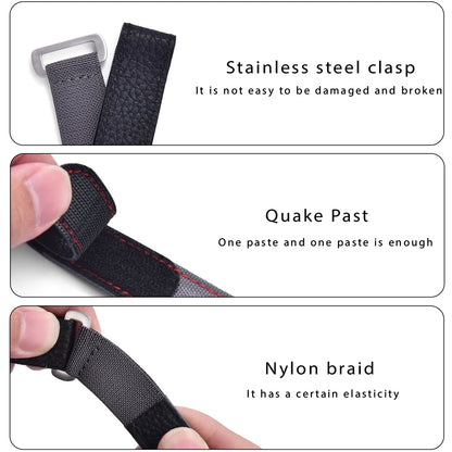 20mm Premium Quality Hook and Loop Adhesive Leather Nylon Elastic Watch Strap Replacement Watch Accessories Watchband