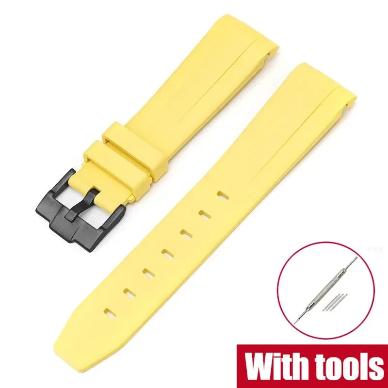 FKM Fluororubber Watch Strap for Rolex for Omega x Swatch MoonSwatch 20mm Curved End Waterproof Sport Replace Watch Band