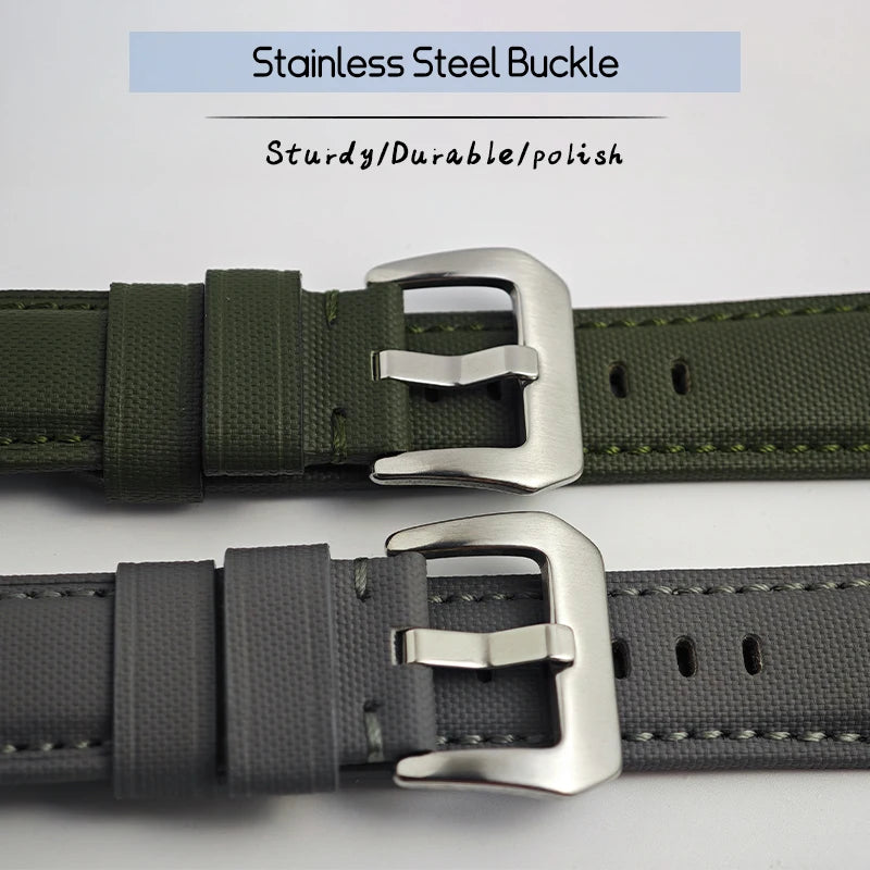 Bracelet de montre en toile et Nylon pour hommes, 22mm 24mm 26mm, pour Panerai LUMINOR DUE 1950 SUBMERSIBLE PAM bleu vert noir, en cuir de vache souple