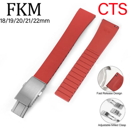 Nouveau bracelet de montre en caoutchouc fluoré CTS 18mm 19mm 20mm 21mm 22mm boucle pliante à dégagement rapide bracelets de montre FKM bracelet pour couper à la taille