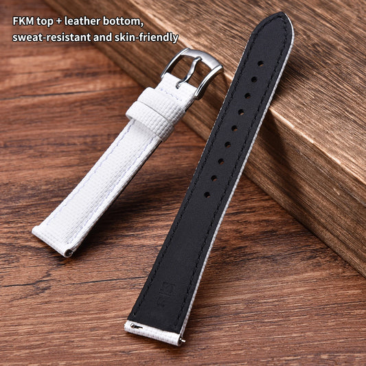 Bracelet de montre hybride en toile de voile et caoutchouc FKM 18/19/20/21/22 mm, attache rapide, bracelet en cuir pour Delug Omega Cartier Tissot Seiko Rolex